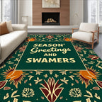 Emerald Red Gold Floral Medallion Rug