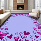 Vibrant Pink Butterfly Vine Heart Rug