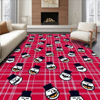 Red Plaid Cartoon Faces Rug