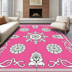 Vibrant Fuchsia Floral Medallion Border Rug