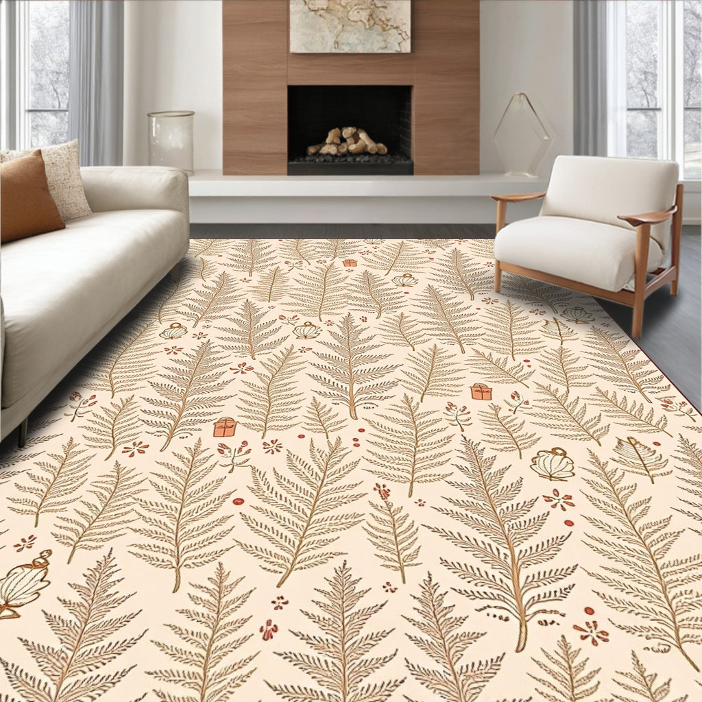 Earthy Tan Fern Botanical Repeat Rug