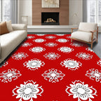 Red White Floral Medallion Repeat Rug