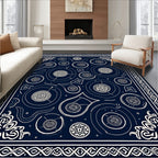 Navy White Celestial Orb Medallion Rug