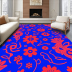 Vibrant Crimson Flower Fields Rug