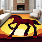 Crimson Horse Sunset Landscape Rug