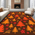 Autumn Forest Orange Pine Trees Rug