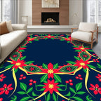 Crimson Floral Festive Garland Rug