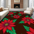 Vibrant Red Poinsettia Garden Rug