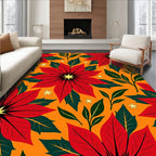 Crimson Poinsettia Orange Star Flower Rug