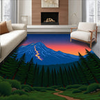 Midnight Mountain Forest Starry Sky Rug