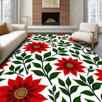 Bold Red Floral Swirls Rug