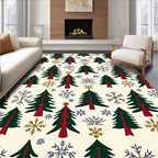 Christmas Trees Snowflakes Festive Collection Rug