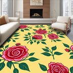 Crimson Rose Garland Yellow Background Rug