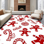 Red Gingerbread Candy Cane Swirls Rug