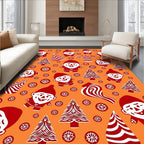 Red Gnomes Candy Cane Snowflakes Forest Rug