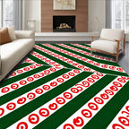 Diagonal Stripe Red Swirl Emerald Rug