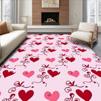 Romantic Crimson Pink Heart Swirls Rug