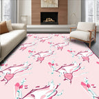 Whimsical Pink Heart Floral Branch Rug