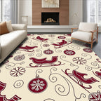 Crimson Sleigh And Snowflake Bazaar Rug