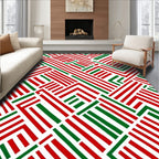 Red Green Intersecting Lines Rug