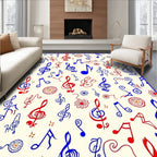 Red Blue Musical Notes Collection Rug
