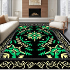 Emerald Green Floral Garden Medallion Rug