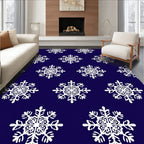 White Snowflakes On Deep Blue Background Rug