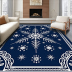 Midnight Blue White Snowflake Scatter Rug