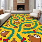 Whimsical Sloth Garland Yellow Rug