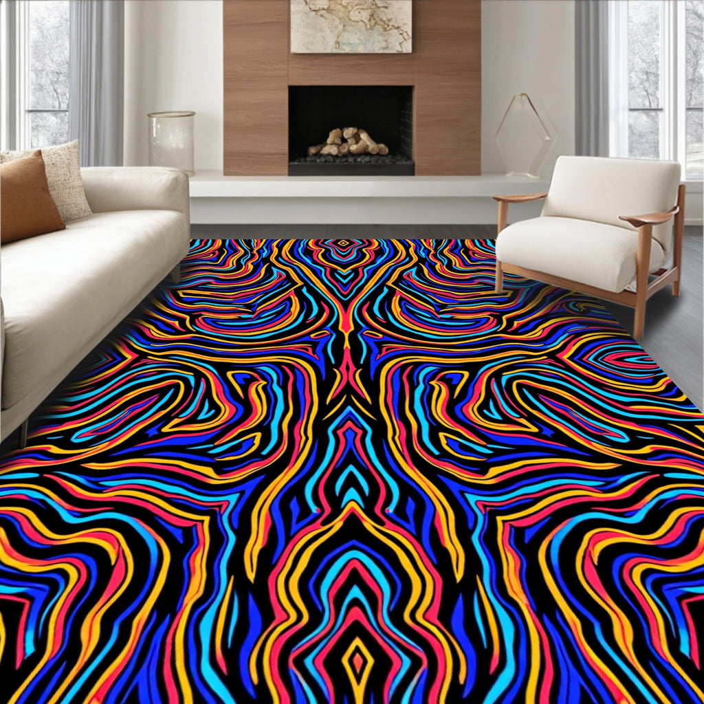 Vibrant Abstract Wavy Lines Rug