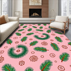 Green Pine Sprigs with Red Accents Rug