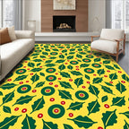 Green Leaf Red Dot Sunburst Rug