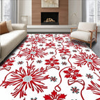 Red Floral Ribbon Bow Medallion Rug