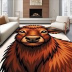 Rustic Orange Highland Cow Portrait Rug
