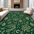 Elegant Emerald Green Botanical Branch Rug