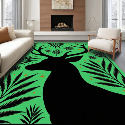 Black Deer Emerald Jungle Starburst Rug