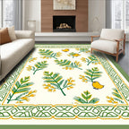 Yellow Chickadee Fern Border Rug