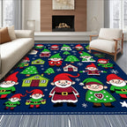Festive Red Green Gnome Christmas Houses Rug
