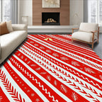 Festive Red White Striped Bell Garland Rug