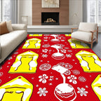 Bright Yellow House White Floral Accents Rug