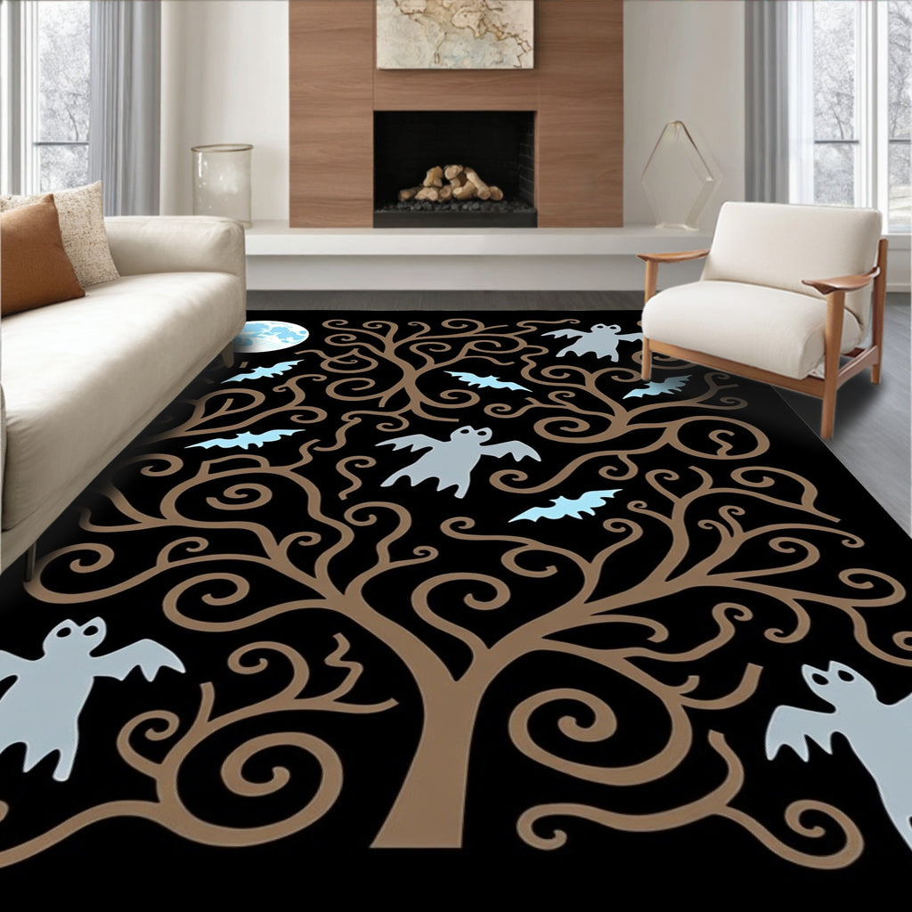 Spooky Ghost Bats Moon Tree Nocturnal Rug