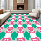 Pink Teal Gray Quatrefoil Arrangement Rug