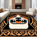 Bright Orange Dog Face Bordered Rug