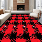 Red and Black Jagged Plaid Rug