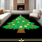 Festive Green Christmas Tree Ornaments Rug