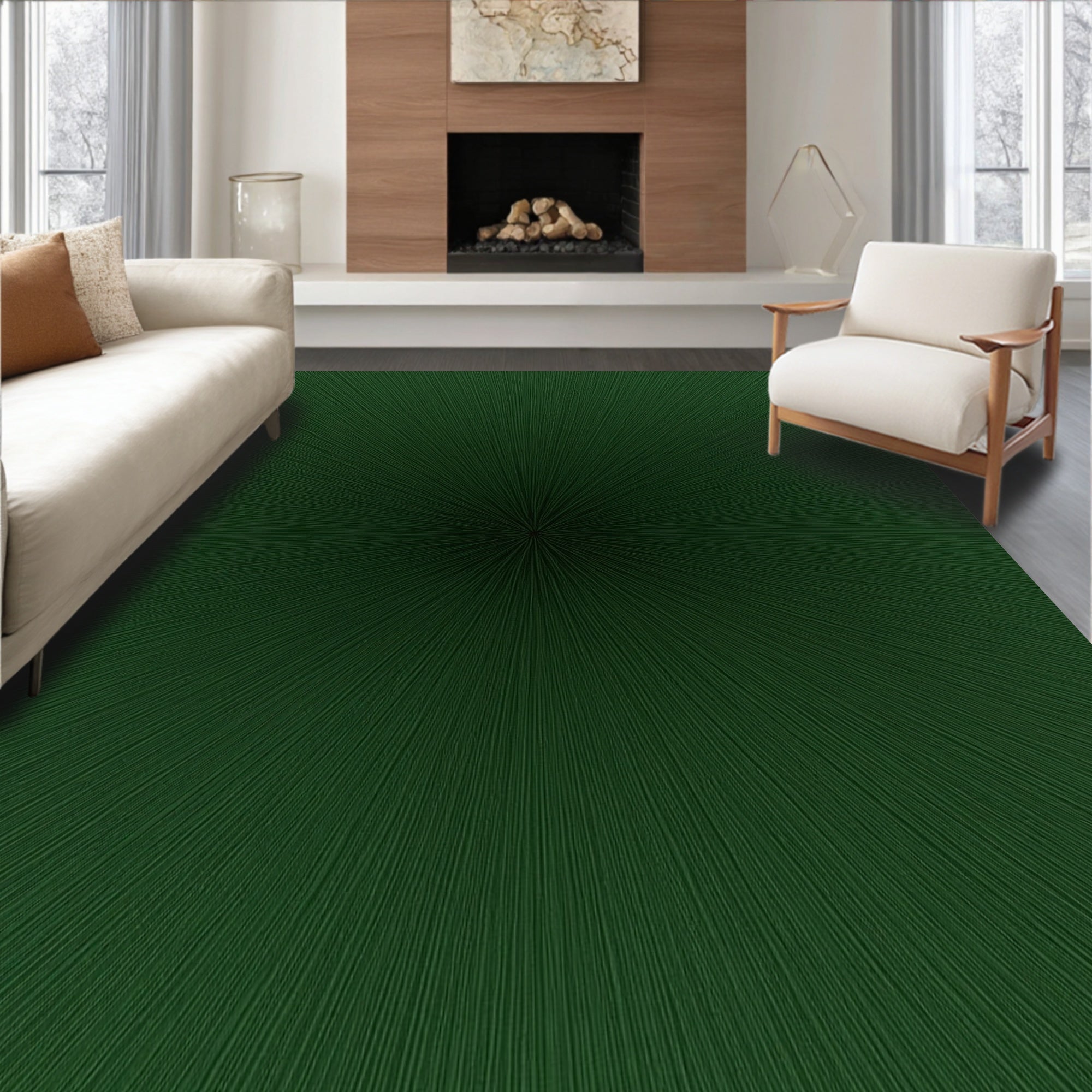 Deep Forest Starburst Radial Rug
