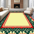 Crimson Green Leaf Border Rug