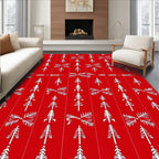 Bright Red Pine Tree Garland Rug