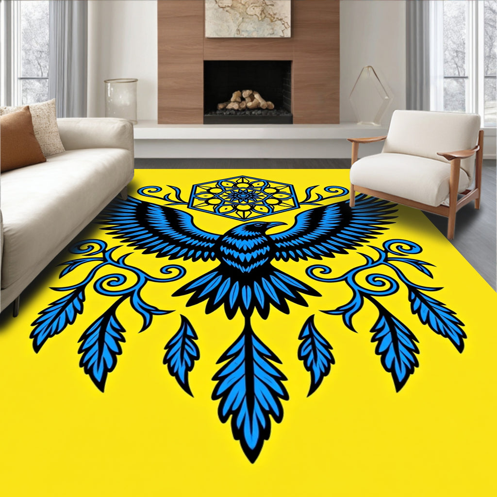Blue Raven Hexagon Floral Yellow Rug