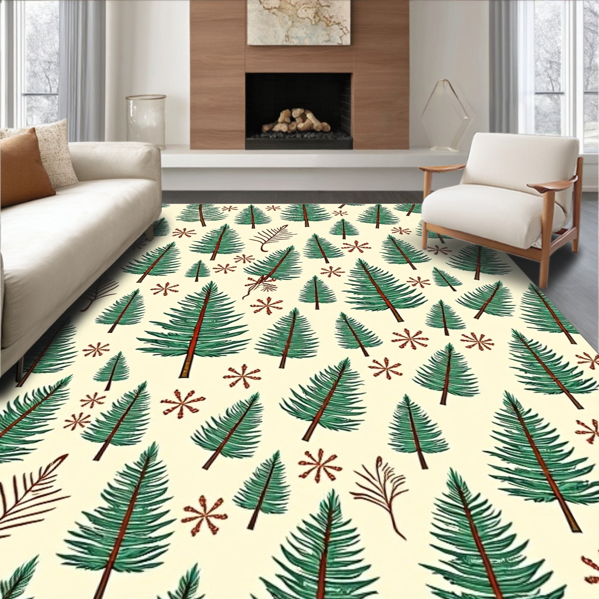 Festive Evergreen Forest Scatter Rug